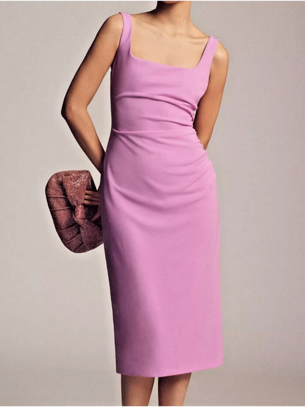 BHLDN Lilac Square-Neck Midi Dress